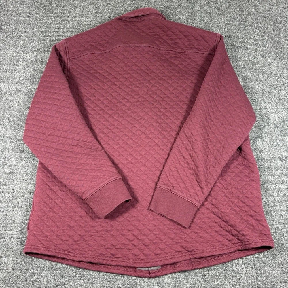 LL Bean Mens XL Traditional Fit Quilted Sweatshirt Snap Overshirt Shacket Maroon